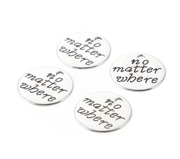 

200pcslot no matter where tibetan silver beads charms fit bracelet alloy metal pendant jewelry making 20 mm3702850, Bronze;silver