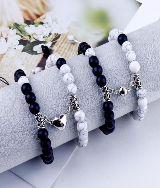 

2022 fashion 2pcsset natural stone beads yoga strand bracelet for lovers distance magnet couple bracelets healing friendship jewe6759009, Black