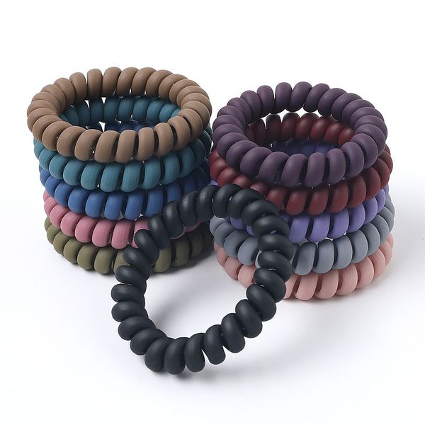 

telephone wire coil tie band woman frosted elastic rubber girl holder bracelet accessory ponytail headdress scrunchyzz, Slivery;white