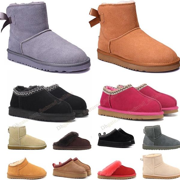 

ultra mini tazz wgg boot for woman boot slippers chestnut fur furry slides shearling women white toddler red winter wggs house slide platfor, Black