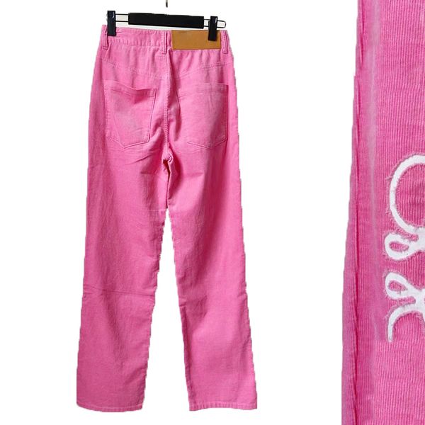 

women's pants s 2023 autumn high waist hollow patch embroidery decorative pink straight leg casual cotton corduroy 230809, Black;white
