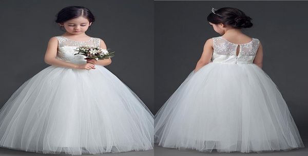 

2022 vintage flower girl dresses for wedding ball gowns floor length lace tulle sleeveless girls pageant birthday party dress9979284, White;red