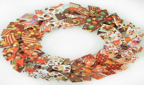 

supwrf 31 inch thanksgiving printed grosgrain ribbon bows clips girls hair bow headware kids hair accessories mix hdhz5155148, Slivery;white