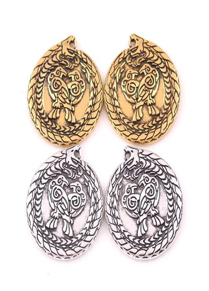 

vintage dragon with raven pendant viking nordic totem animal amulet necklace braceclet diy accessories284x8233322, Silver