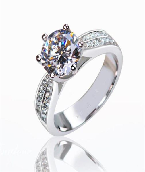 

18k classic 1 2ct white gold plated large cz diamond rings 6 prong bridal wedding ring for women engagement wedding rin7863098, Silver