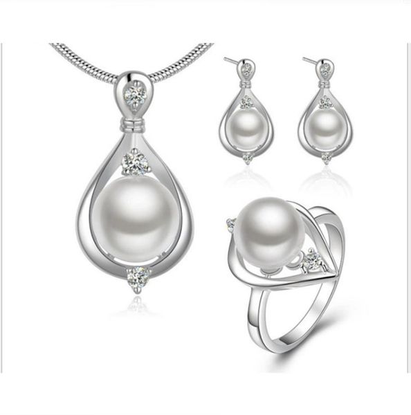 

trade jewelry silver plated jewelry whole natural pearl set combination of european and american goods3059633, Golden