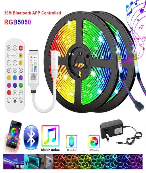 

bluetooth led strips lights 5050 nonwaterproof wifi with phone app contro rgb flexible tape leds ribbon 5m 10m 15m 30m209l7333698
