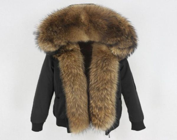 

oftbuy 2020 new bomber waterproof parka winter jacket women natural real raccoon fur hood coat detachable thick warm outerwear6502525, Black