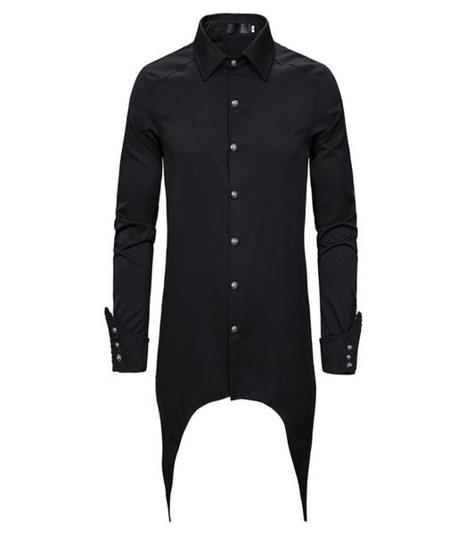 

mens gothic steampunk black long sleeve shirt men single breasted men punk rock stage medieval cosplay costume chemise homme5577785, White;black