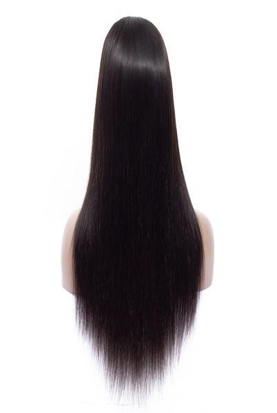 

brazilian human hair wigs virgin straight hair middle part 4x4 lace front wig with bangs for black women 180 density glueless nat1888552, Black;brown
