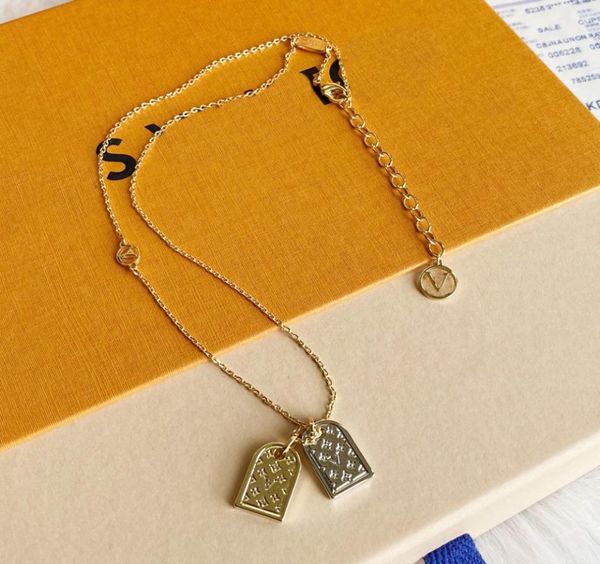 

stamp necklaces luxury fashion choker necklace designer gold plated stainless steel letter pendant necklaces for women wedding jew2529897, Silver