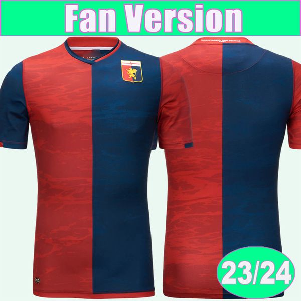 

23 24 genoa cfc coda mens soccer jerseys puscas ekuban yalcin retegui badelj ilsanker strootman sabelli pajac hefti home football shirt shor, Black;yellow