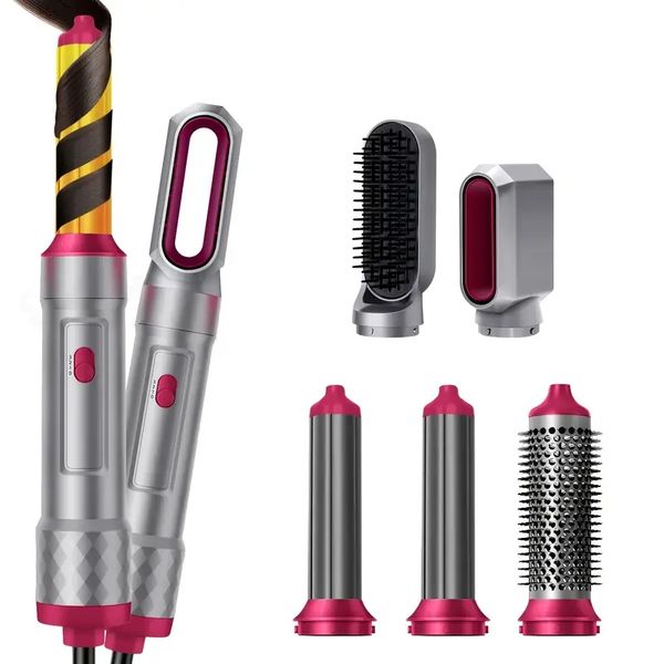 

5-in-1 air brush, detachable hair styling tool kit, negative ionic blow hair dryer brush volumizer, curling iron brush, hair straightener br, Black