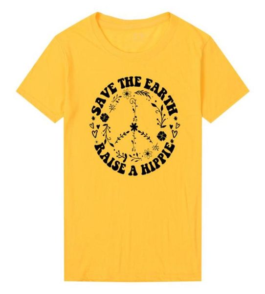 

save the earth raise a hippie womens clothing summer fashion kawaii graphic t shirt cotton shirt 90s plus size drop 9125328, White