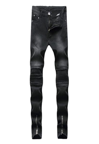 

men distressed ripped skinny jeans fashion designer mens jeans slim motorcycle moto biker causal mens denim pants hip hop men jean2191499, Blue