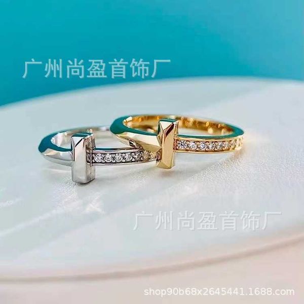 

original t1 diamond ring 925 silver high edition 18k rose gold fashion simple cross couple versatile and colorless