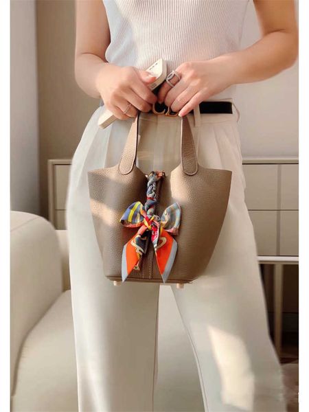

designer h ermes picotin lock tote bags for sale 2023 new vegetable basket womens bag genuine leather bucket oblique shoulder advanced handb