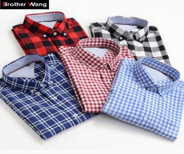 

plus size men shirts 10xl 9xl 8xl 7xl 6xl 5xl summer new classic style 100 cotton plaid shortsleeved shirt male brand clothes4554393, White;black