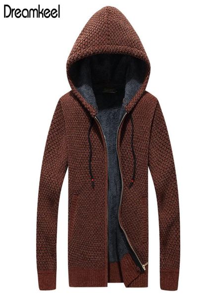 

cotton hooded men039s winter padded knitted sweater men jacket thick velvet fur jacket cardigan spring outdoors sweaters5127377, White;black
