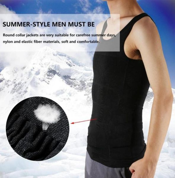 

outad men corset body slimming tummy shaper running vest belly waist girdle shirt black shapewear underwear waist girdle shirts1618150779, Black;blue