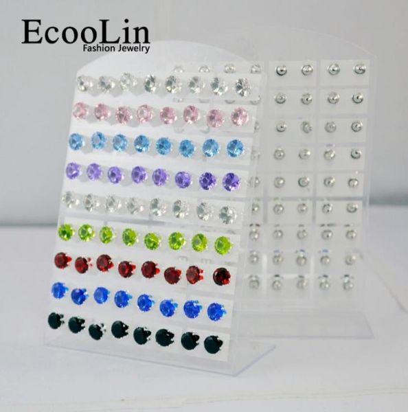 

72pcsset fashion women acrylic zirconia 316l stainless steel stud earrings for women jewelry bulks sets lb2106391771, Golden;silver
