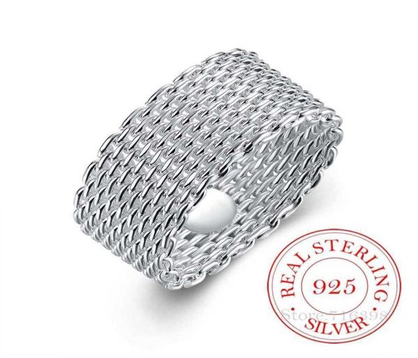 

100 925 sterling silver rings for women silver weaving wide ring whole personality fashion ol woman girl party wedding gift q191841927718