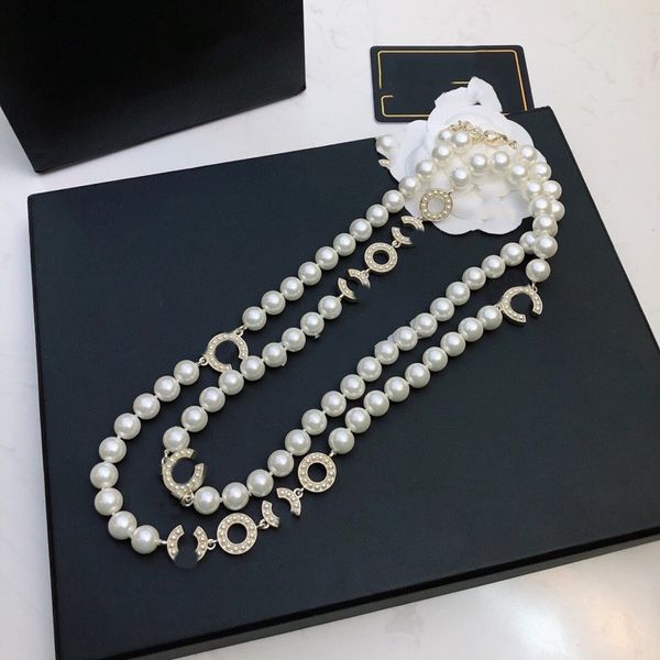

women pendant necklaces ccity autumn and winter pearl sweater chain gold long choker women jewelry designer luxury accessories 4523, Silver