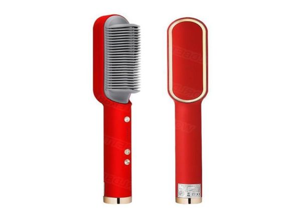 

hair brush straightener lady styler curler electric comb fast heating care tool ilhqs231y40323141578143, Black