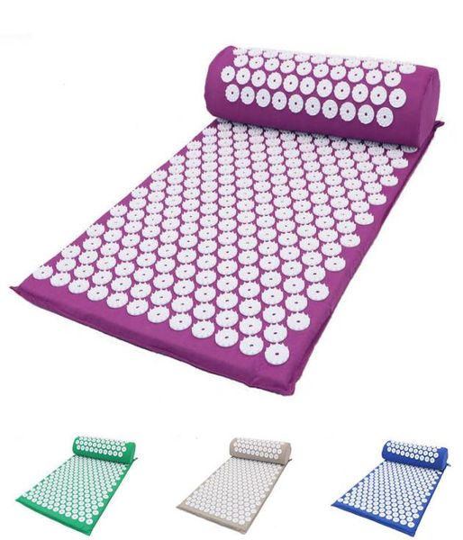 

yoga mat fitness wellness therapy body foot acupressure massage mat pillow set back neck massage cushion pin pad relax muscles1556451