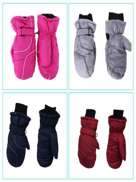 

toddler kids winter snow ski gloves waterproof windproof solid color patchwork thicken warm adjustable stretchy mittens 59t2063284