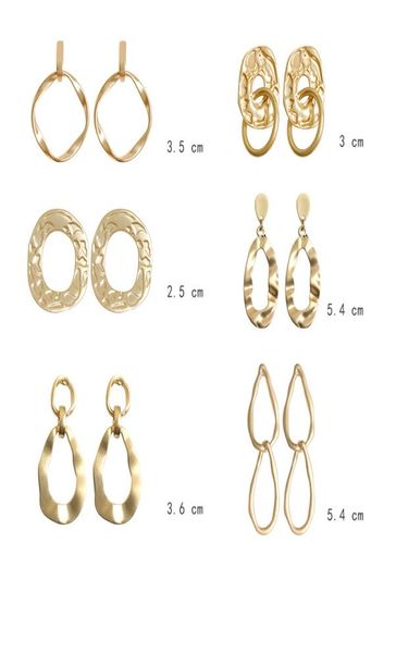 

european and american retro personality earrings metal exaggeration irregular cool style earrings female temperament versatile ear1832569, Golden