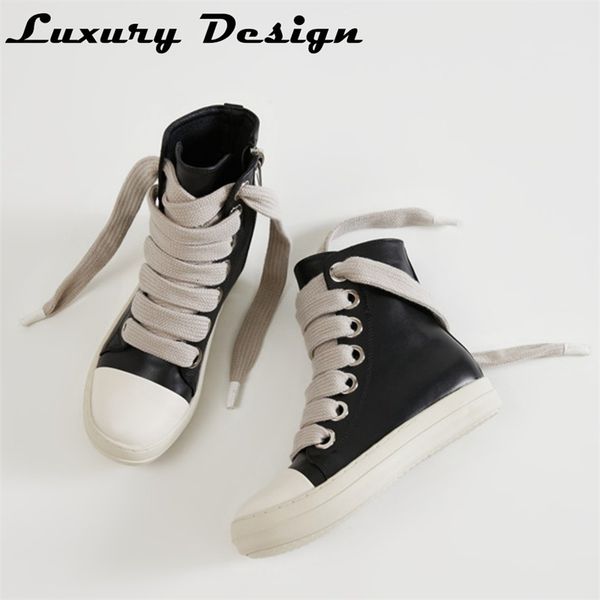 

dress shoes rick vintage design owens men's shoes thick shoelace fashion high platform black leather casual women's chunky sneaker