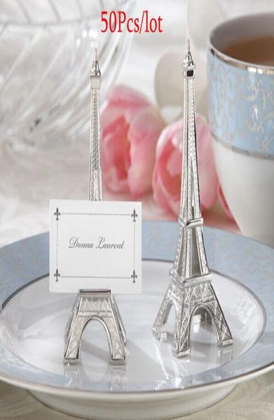 

50pcs eiffel tower silver card holders party decoration gifts for romantic wedding and bridal shower table name holder favors5572667