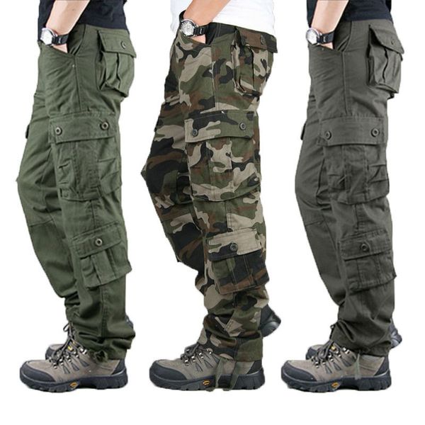 

mens pants spring cargo khaki military men trousers casual cotton tactical big size army pantalon militaire homme 230809, Black