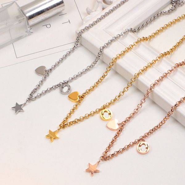 

ins fashion pendant necklaces luxury titanium necklace 3 colors chain necklace female brand necklaces jewelry, Silver