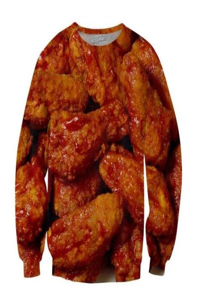 

fashion chicken wings funny 3d printing sweatshirt jumper women men outfits hoodies plus size wy0157983885, Black
