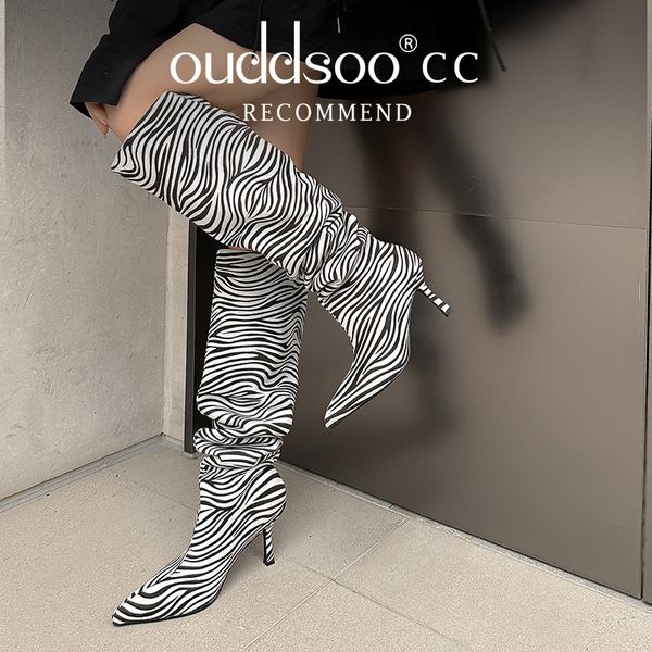 

boots ods autumn winter over knee high heels pointed toe thick fashion ladie 's shoes large size 40 41 42 230810, Black