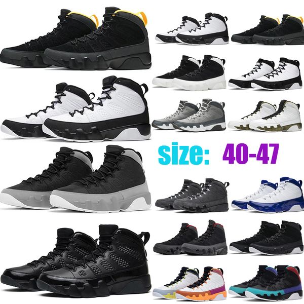 

jumpman 9 men 9s basketball shoes particle grey chile fire red black white university blue gold racer bred mens trainers basketball