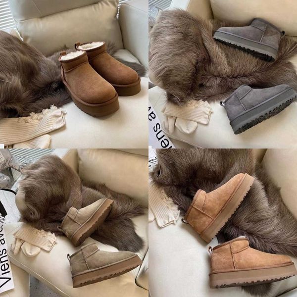 

designer men women ultra mini platform snow boots keep warm heighten platform boot tazz slipper house shoe winter lazy fur booties beautiful, Black