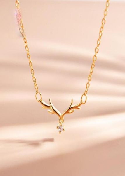 

gold plated antler pendant fashion simple cubic zirconia charm women039s necklace luxury bride engagement jewelry necklaces7808473, Silver