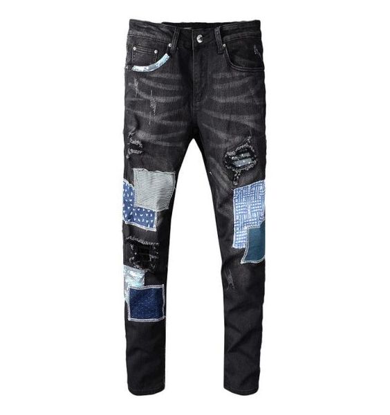 

2020 fashion new luxyry men designer jeans hole zipper men jeans casual men pants light blue size 28404396935