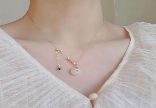 

pendant badu and tian yuzhu necklace women039s safety clasp pendant clavicle chain jade design225o8390124, Silver