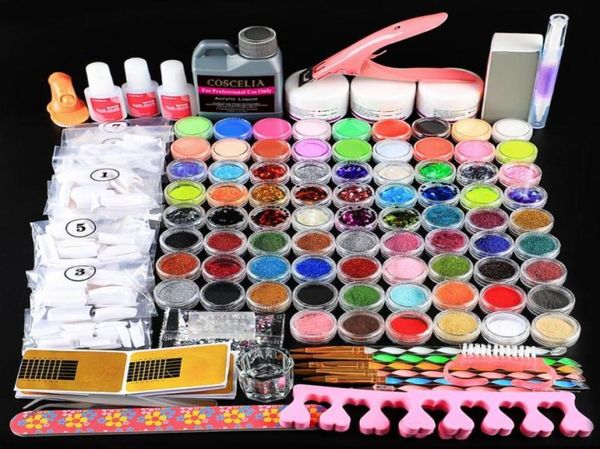 

78pcs acrylic powder set for manicure with acrylic liquid glitter for nail art crystal set brush nail tips tools kit5066135