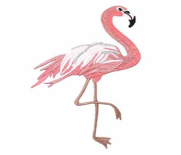 

5pair 10x15cm iron on embroidered flamingo patch pink birds applique embroidery patches for clothing jacket jean dressing shoe9999076, Black