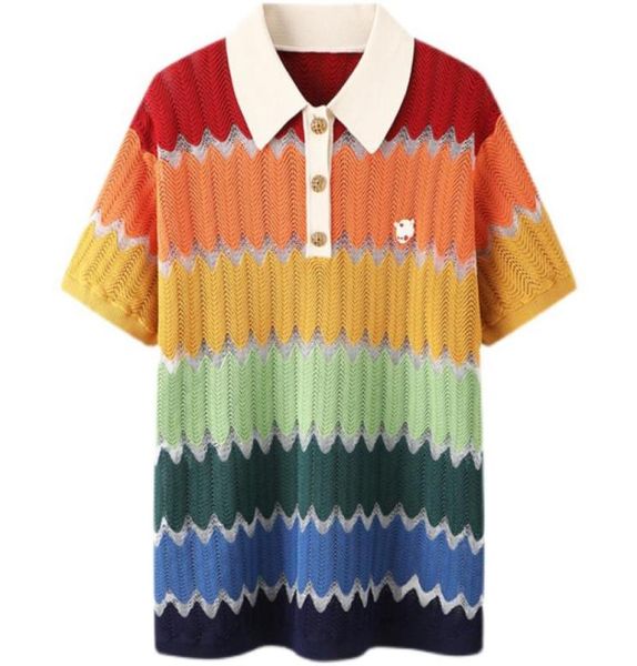 

60 l 2022 runway summer brand same style sweater lapel neck short sleeve t shirt women039s sweaters xue7537341, White;black