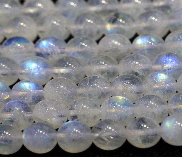 

natural genuine flash blue light moonstone round loose stone beads 318mm fit jewelry diy necklaces or bracelets 16q5844761, Black