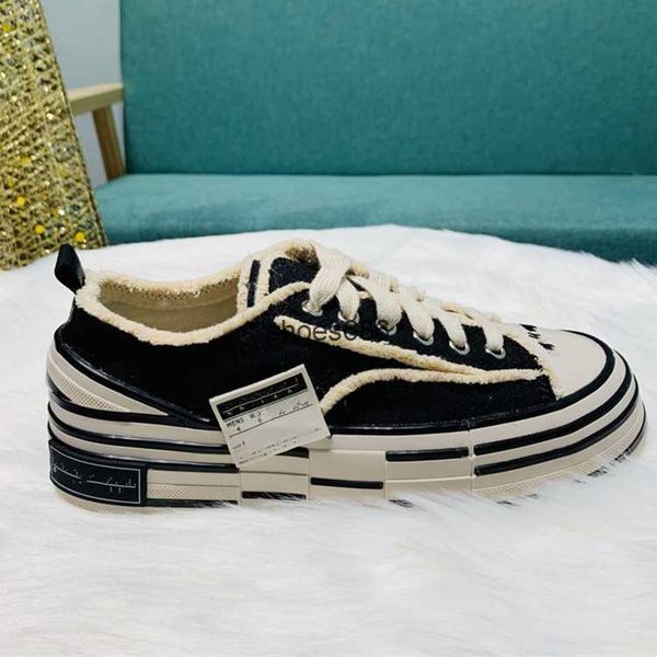 

wu vanness same canvas shoes for women outerwear 2023 new high rise thick sole half trailer versatile couple beggar shoes, Black