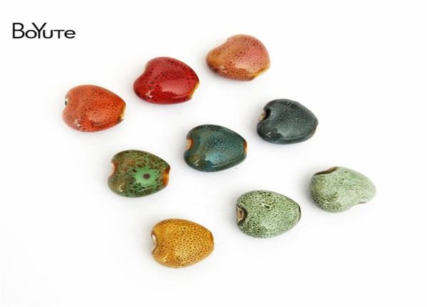 

boyute 60 pieceslot 15mm heart beads vintage style porcelain ceramic beads jewelry making fashion beads65908778179374, Black