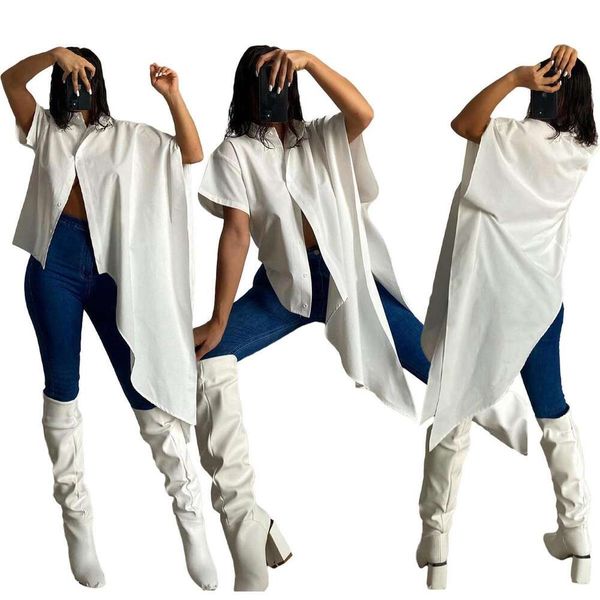 

womens irregular shirt fashion loose t, White