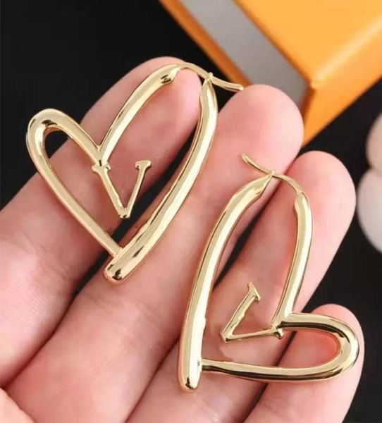 

women good hoop earrings fashion love heart stud earrings lady luxury designer earring jewelry46477093938453, Golden;silver